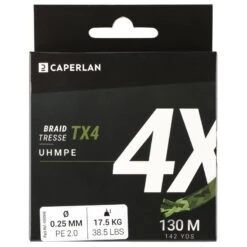 TRESSE PECHE AUX LEURRES TX4 KAKI 130M -Matériel De Pêche tresse peche aux leurres tx4 kaki 130m 2